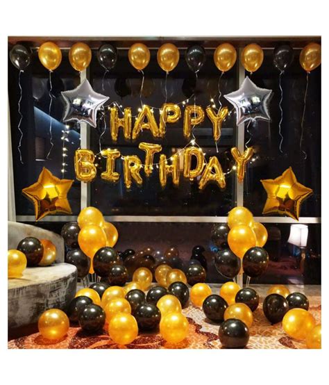 Rhythm Balloons Set Of 55pcs 1 Happy Birthday Golden 25 Golden And 25