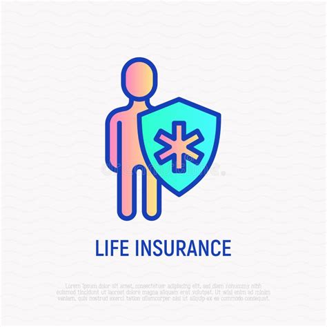 Life Insurance Thin Line Icon Man With Shield Modern Vector