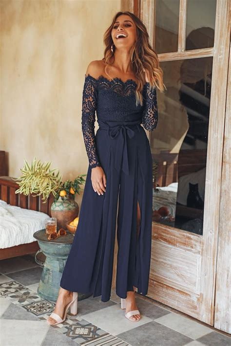 Things Work Out Jumpsuit Navy In 2021 Wedding Guest Outfit Fall Jumpsuit For Wedding Guest