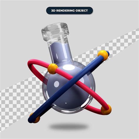Premium Psd 3d Rendering Chemistry Icon Flask With Atom Symbol