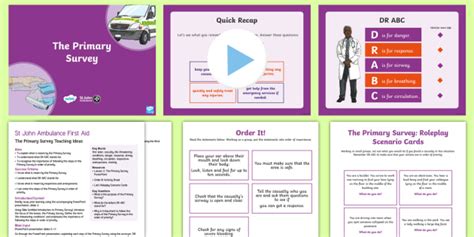 Free St John Ambulance First Aid The Primary Survey Lesson Pack