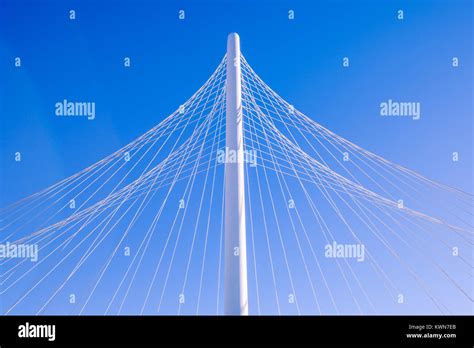 Pylon Of Cable Stayed Bridge With Cables Forming A Fan Like Pattern