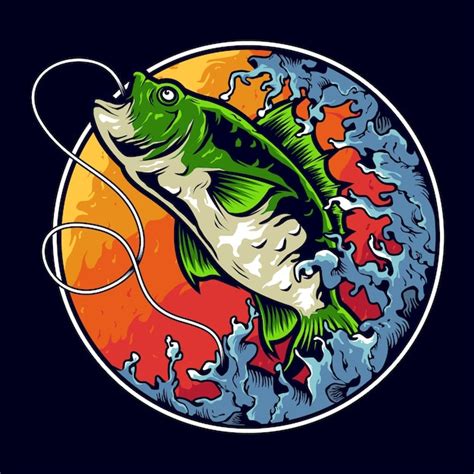 Premium Vector Bass Fishing Illustration Logo Design