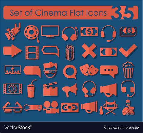 Set Of Cinema Icons Royalty Free Vector Image Vectorstock