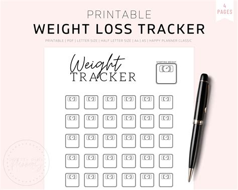Paper And Party Supplies Calendars And Planners Paper Weightloss Tracker