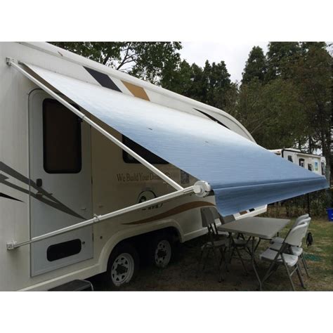 Aleko Retractable Rv Or Home Patio Canopy Awning Blue Fade Color 13ft X