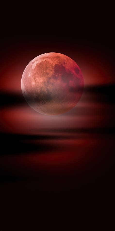 1080x2160 Moon Clouds Night Sky Red Moon 5k One Plus 5thonor 7xhonor