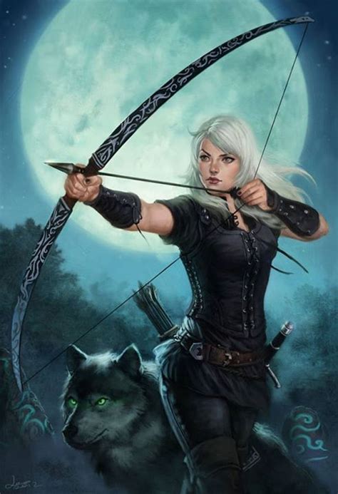 Moon Bow Archer And Wolf Companion 3d Fantasy Fantasy Warrior Fantasy