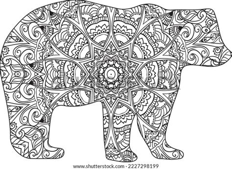 Giant Bear Mandala Coloring Page Stock Vector Royalty Free 2227298199