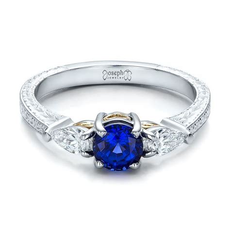 Blue nile is the world's leading diamond jeweler online for engagement and wedding rings. Custom Blue Sapphire And Diamond Hand Engraved Engagement Ring #100794 - Seattle Bellevue ...