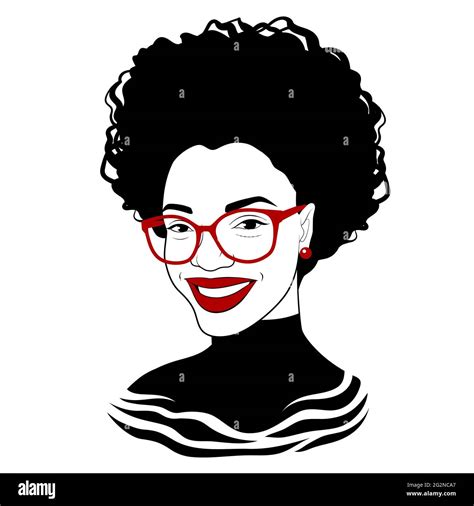Black Girl In Fashionable Glasses Fancy Black Lady Pretty African American Woman Vector