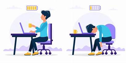 Office Worker Exhausted Happy Vector Male Burnout