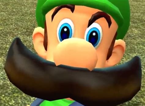 An Image Of Mario Kart In The Grass With A Mustache On His Head And