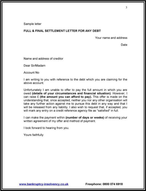 Full And Final Settlement Offer Letter Template Great Professional