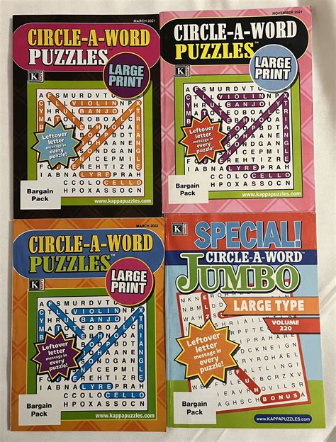 Lot Of 4 Kappa Circle A Word Puzzles Large Print Puzzle Books 202122