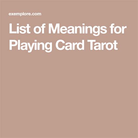 #tarot #card meanings #major arcana #ref #to revisit #ill probably come back and revise these later how to give card readings using a normal card deck! List of Meanings for Playing Card Tarot | Tarot, Tarot card spreads, Tarot meanings