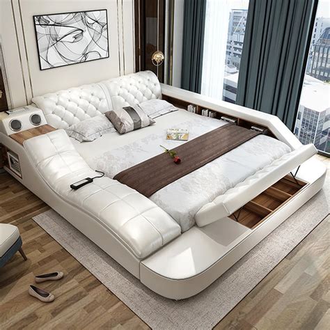 Leather Bed With Massage Function White Latest Leather King Multi Function Bed Designs Post