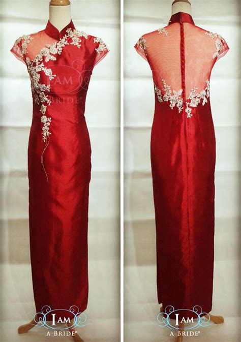 custom-tailor-made-deep-red-thai-silk-cheongsam-with-glittery-etsy