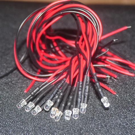 Individual Led 50pcs 5mm Red Flash Flashing Blink 9v 12v Dc Pre Wired Water Clear Led Leds 20cm
