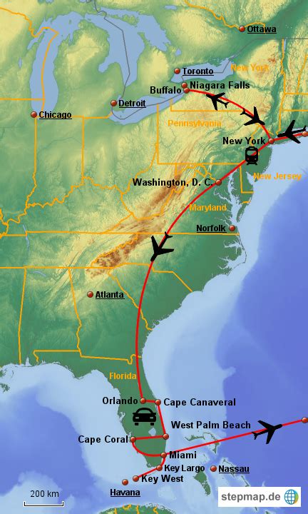 Stepmap Usa Ost Küste Landkarte Für Usa