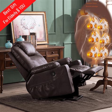 buy easeland genuine leather material electric power lift recliner chair with massage and heat