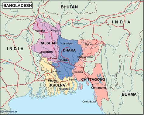 Bangladesh Political Digital Map Digital Maps Netmaps Uk Vector Eps