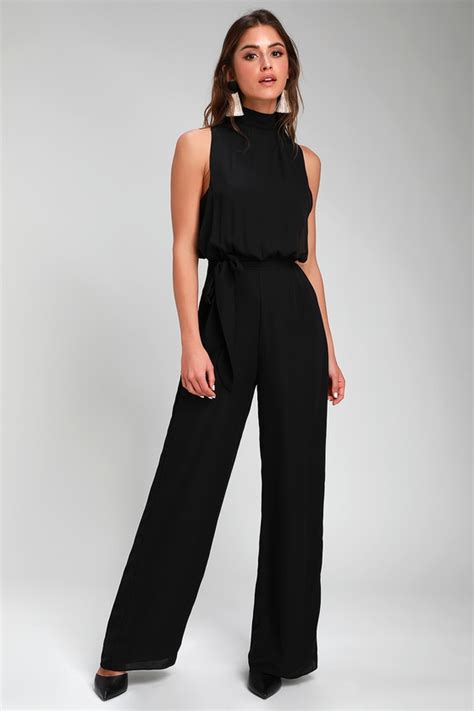 Chic Black Jumpsuit Backless Jumpsuit Mock Neck Jumpsuit Lulus