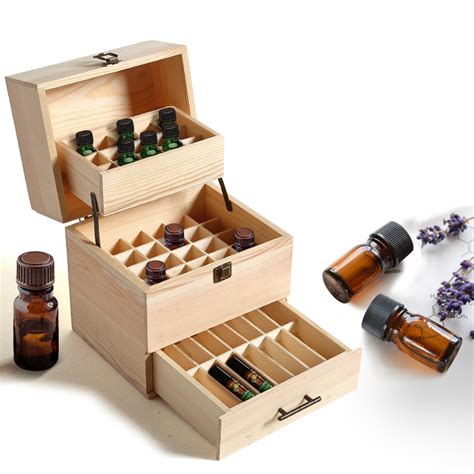 Essential Oil Storage Box Wooden 255970 Slot Aromatherapy Organiser