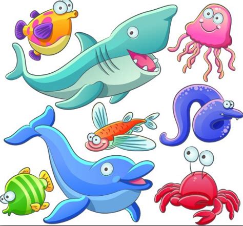 Free Cute Cartoon Marine Life Animals Vector Illustration 05 Titanui