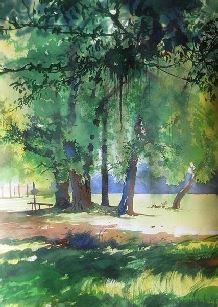 Watercolor Trees By Bijay Biswaal Watercolor Landscape