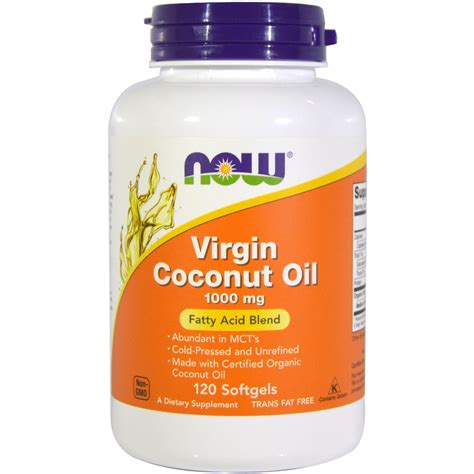 now foods virgin coconut oil 1000 mg 120 softgels by iherb