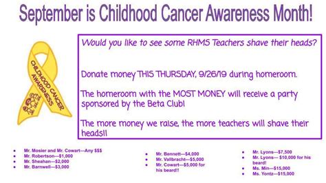 September Is Childhood Cancer Awareness Month Richmond Hill Middle School