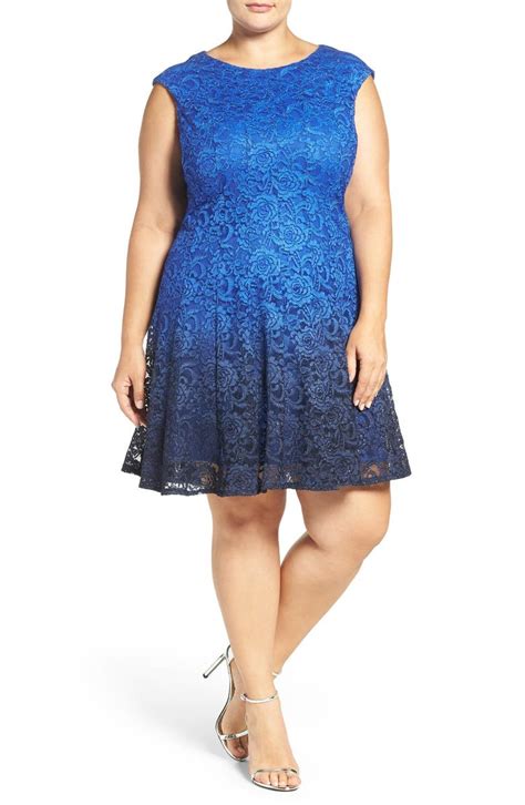 Chetta B Ombré Shimmer Lace Fit And Flare Dress Plus Size Nordstrom