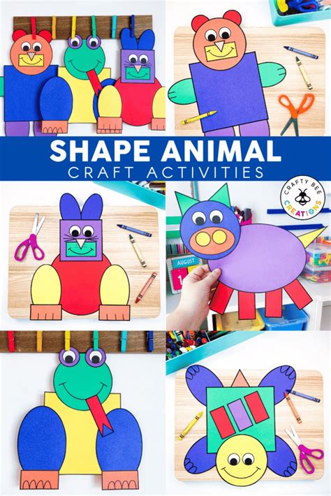 Colorful Shape Animal Crafts For Preschool And Kindergarten Crafty