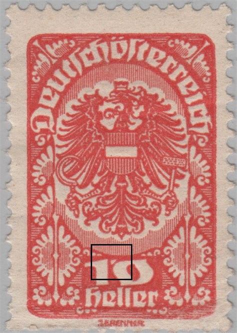 Austria 1919 Postage Stamp Flaw 10 Heller World Stamps Project