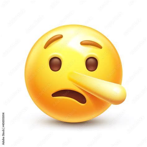 Liar Emoji Pinocchio Emoticon With Long Nose Lying Yellow Face 3d