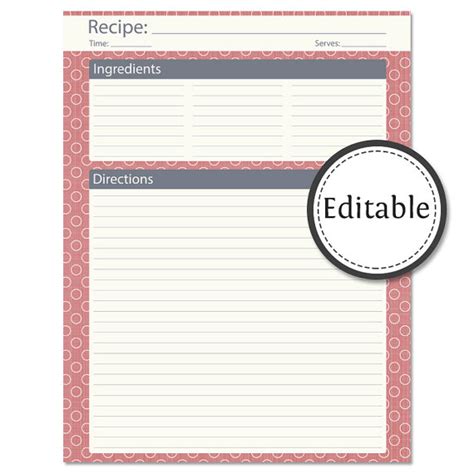 Full Page Recipe Template For Word Template Business