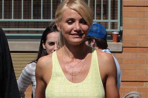 Cameron Diaz Flashes Some Boob And Suffers Nip Slip On The Set Mirror