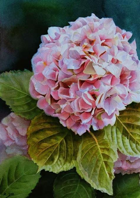 Pink Hydrangea Craftsy Flower Painting Abstract Flower Art