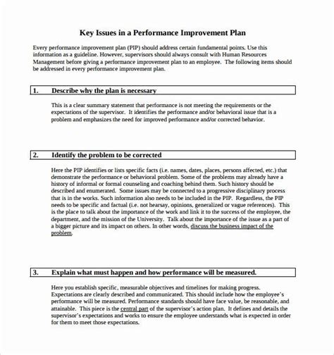 Sample Performance Improvement Plan Template Awesome Free 11 Sample