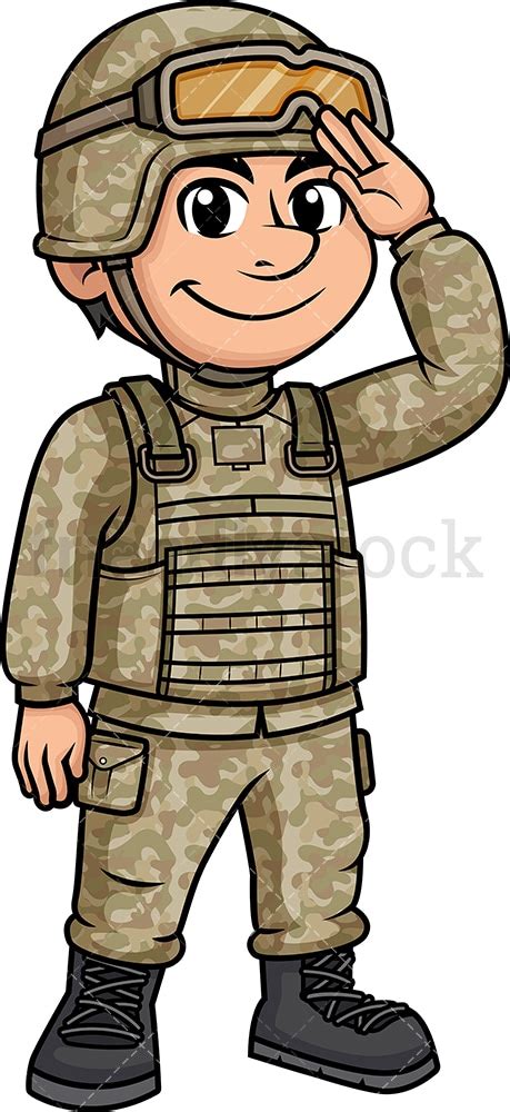 Male Soldier Saluting Cartoon Vector Clipart Friendlystock