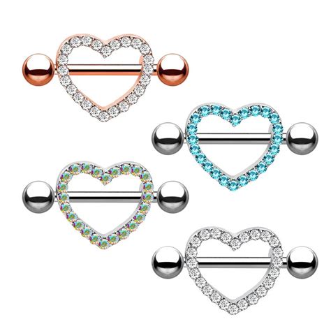 Pcs Surgical Steel Heart Love Navel Belly Button Rings Barbell Nipple