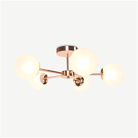 Globe Large Flush Pendant Copper And Frosted Glass
