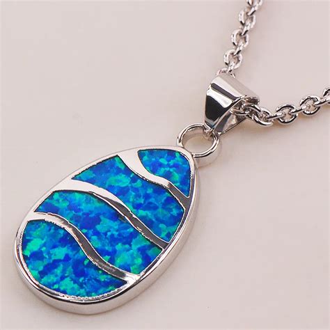 Blue Fire Opal Sterling Silver Fashion Jewelry Pendant P Pendant