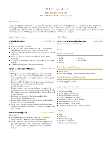 How to make an integrated mechanical engineer job description for resumes. Mechanical Design Engineer - Resume Samples and Templates ...