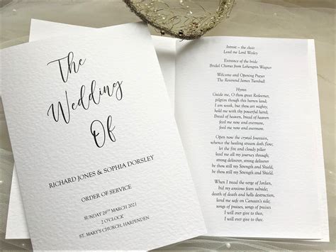 Free Printable Wedding Order Of Service Template
