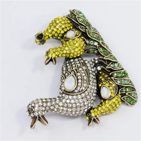 Heidi Daus Quackers Duck Pin Brooch Colorful Pave Crystals And Faux