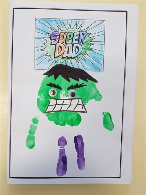 Superhero Hulk Handprint Fathers Day Card Diy Fathers Day Crafts