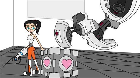 Chell Glados Companion Cube Portal By Yeaglejeff On Deviantart