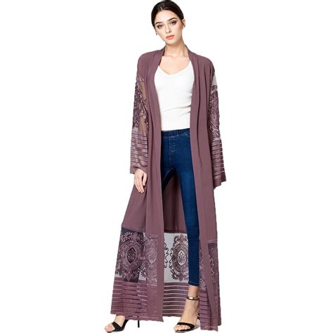 Plus Size Extra Long Kimono Cardigan Women Lace Patchwork Fashion Loose